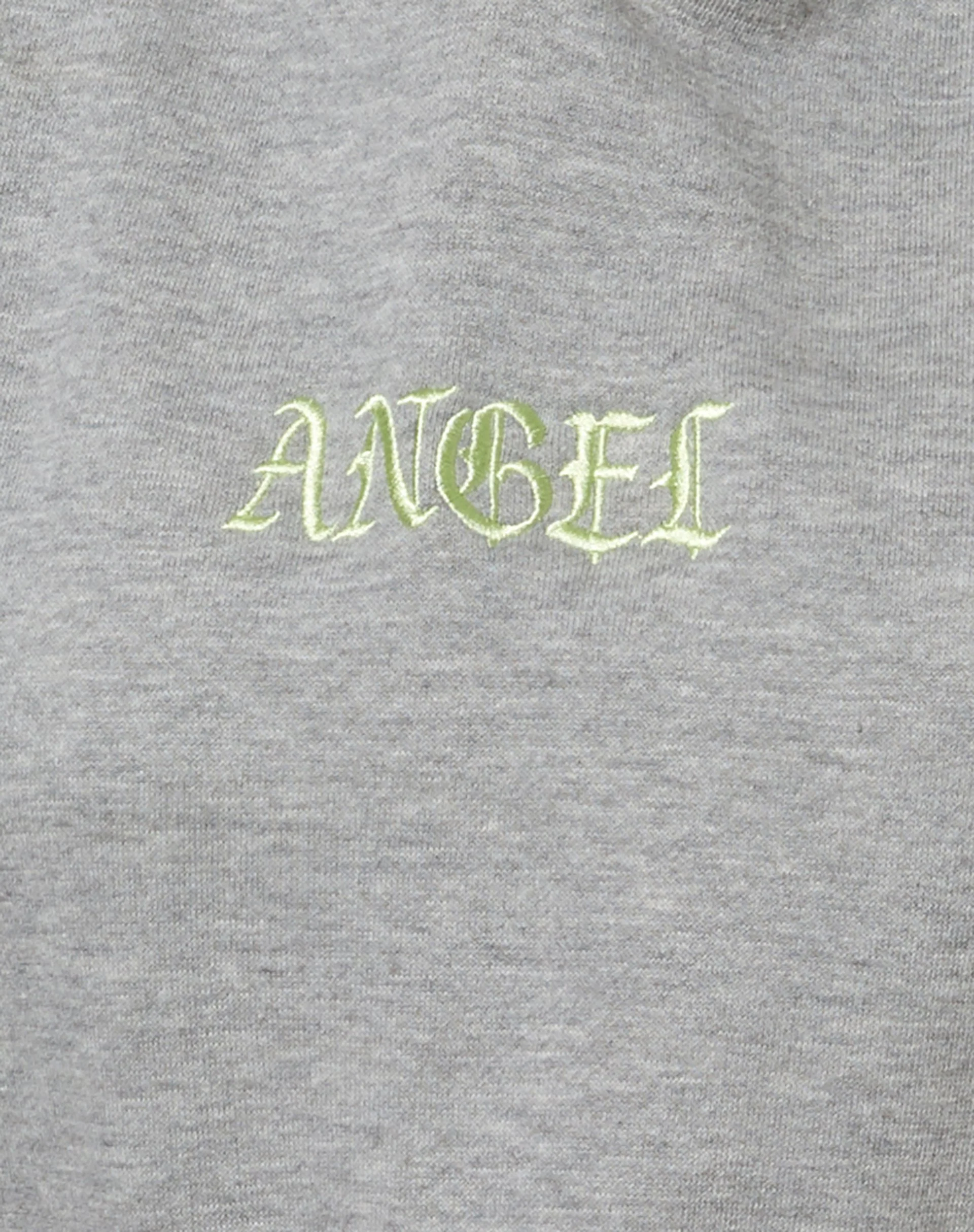 Oversize Hoody in Greymarl with 'Angel' Embro in Lemon - Image 4