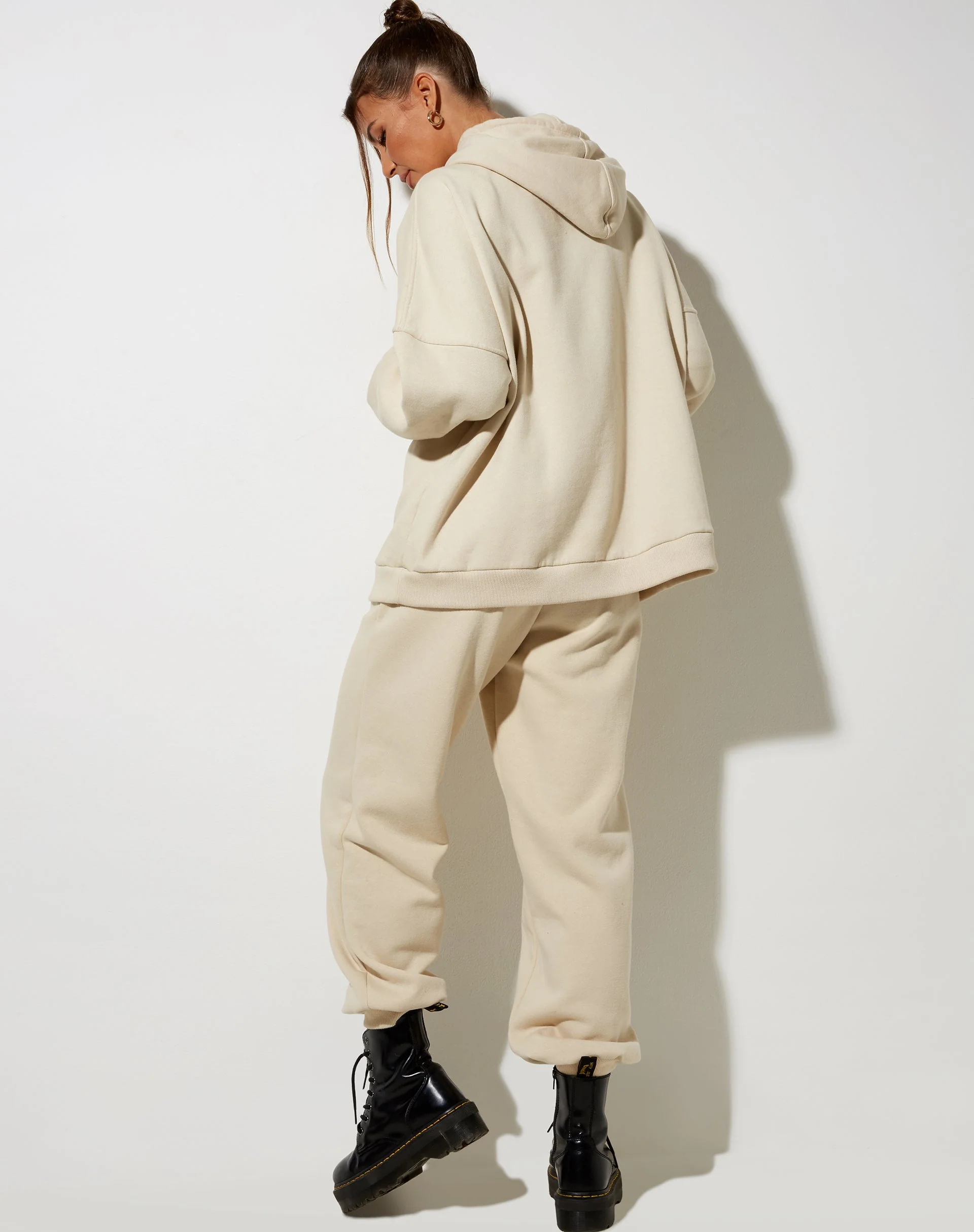 Oversize Hoody in Stone with Angel Embro - Image 3