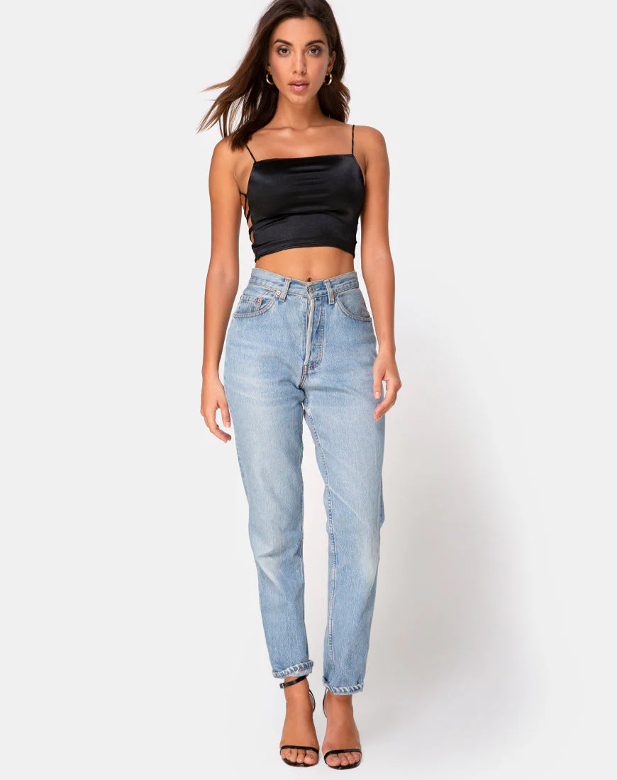Ozka Crop Top in Satin Black - Image 5