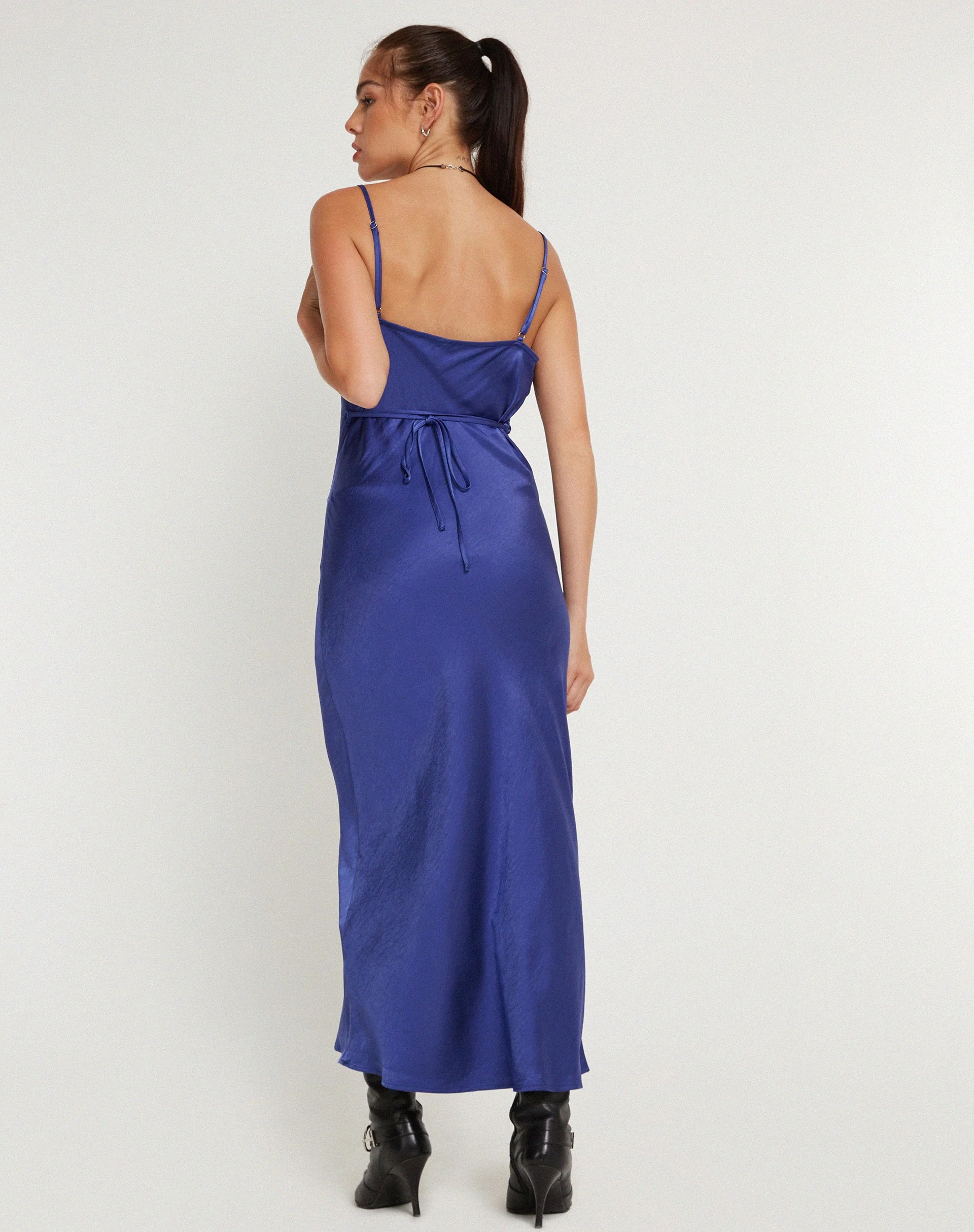 Palasha Midi Dress in Satin Spectrum Blue - Image 3