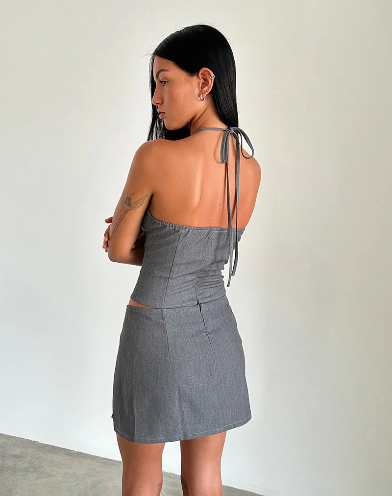 Pamela Mini Skirt in Tailoring Charcoal - Image 3