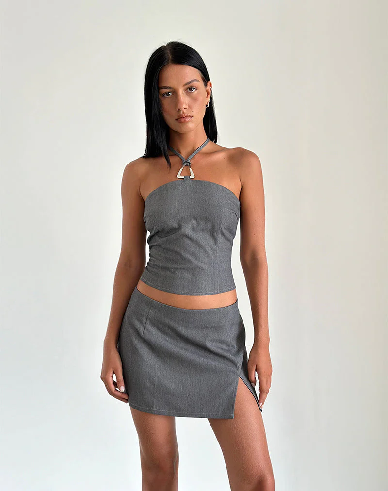 Pamela Mini Skirt in Tailoring Charcoal - Image 4