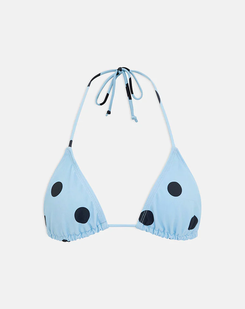 Pami Bikini Top in Blue with Polka Space Black - Image 3