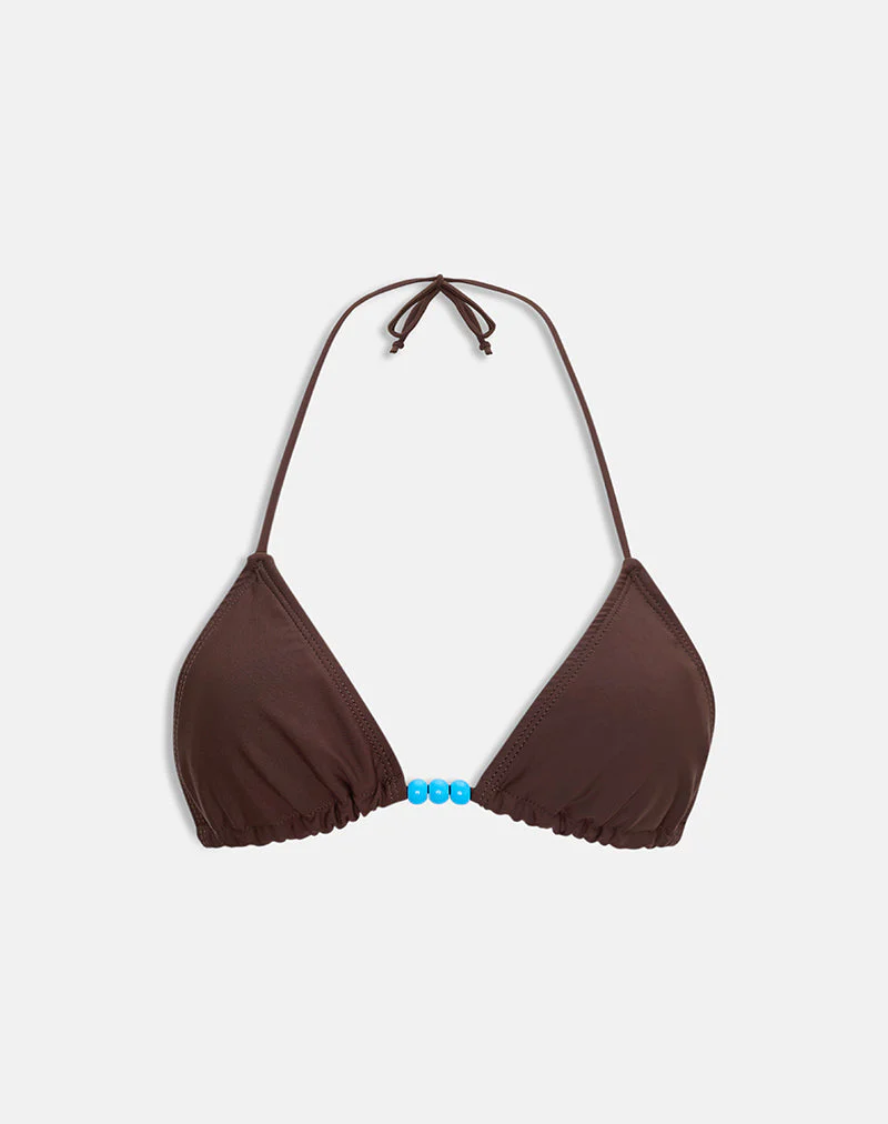 Pami Bikini Top in Brown with Beads - Image 6