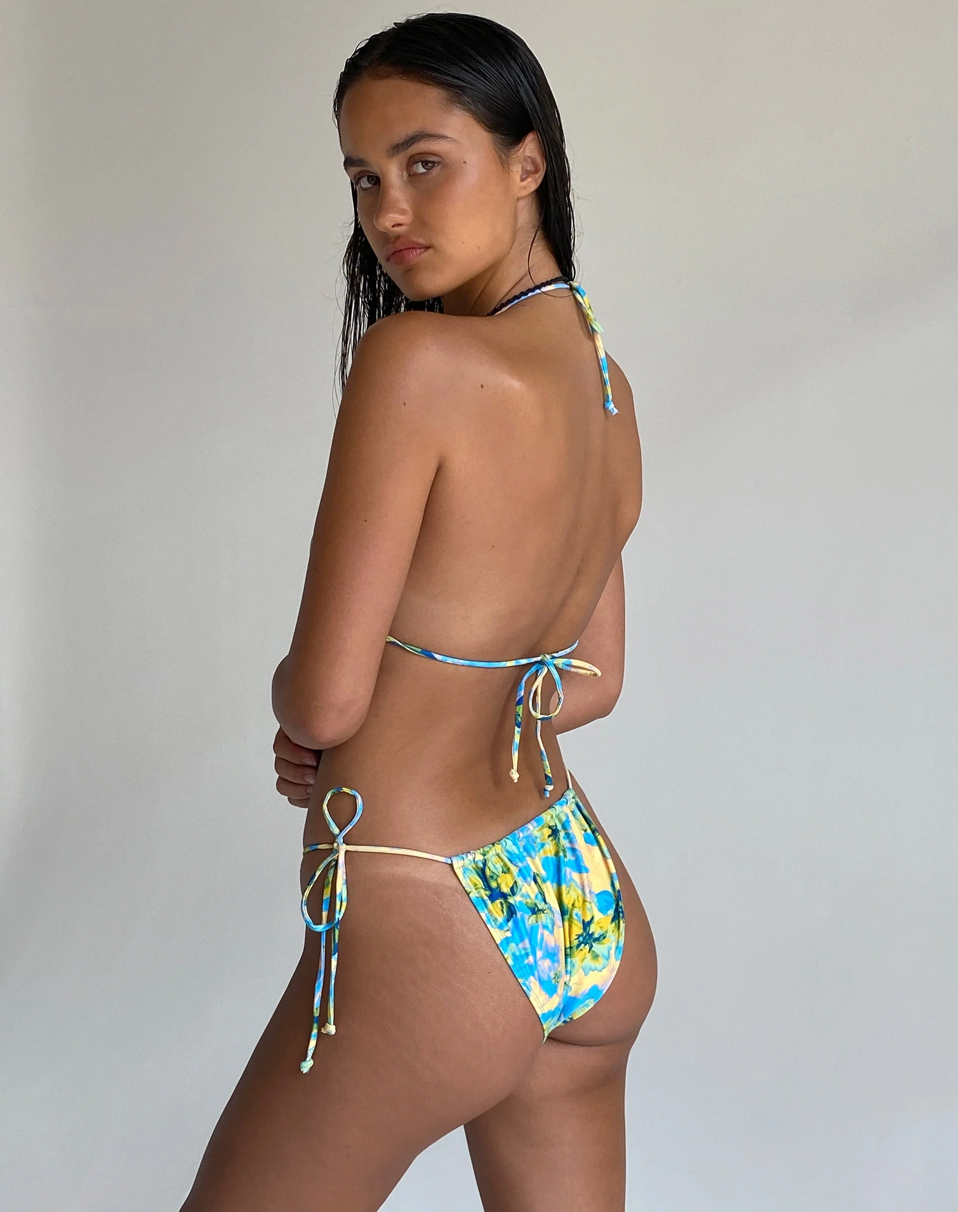 Pami Bikini Top in Blue Watercolour Floral - Image 7