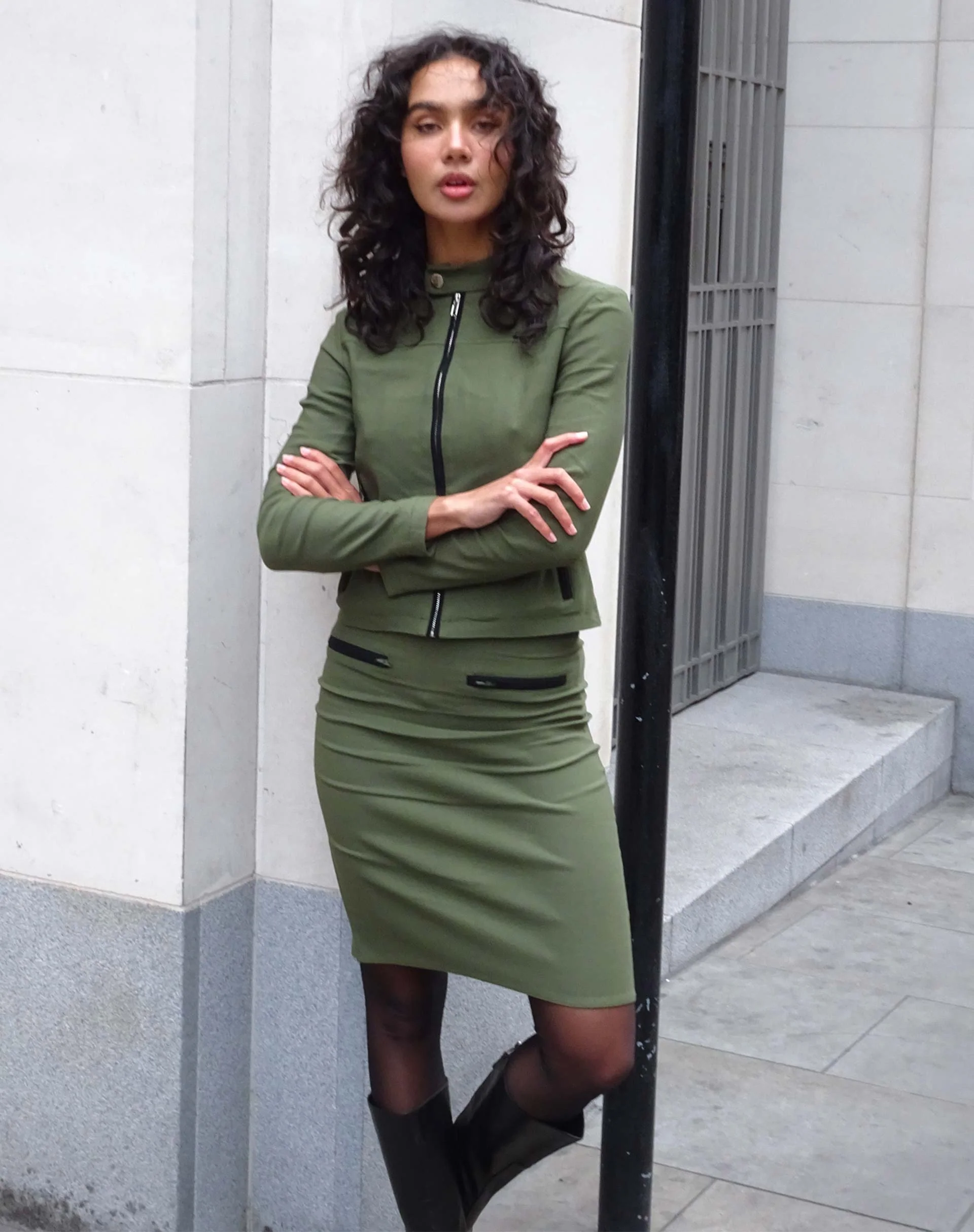 Pandu Midi Skirt in Tailoring Army Green - Image 2