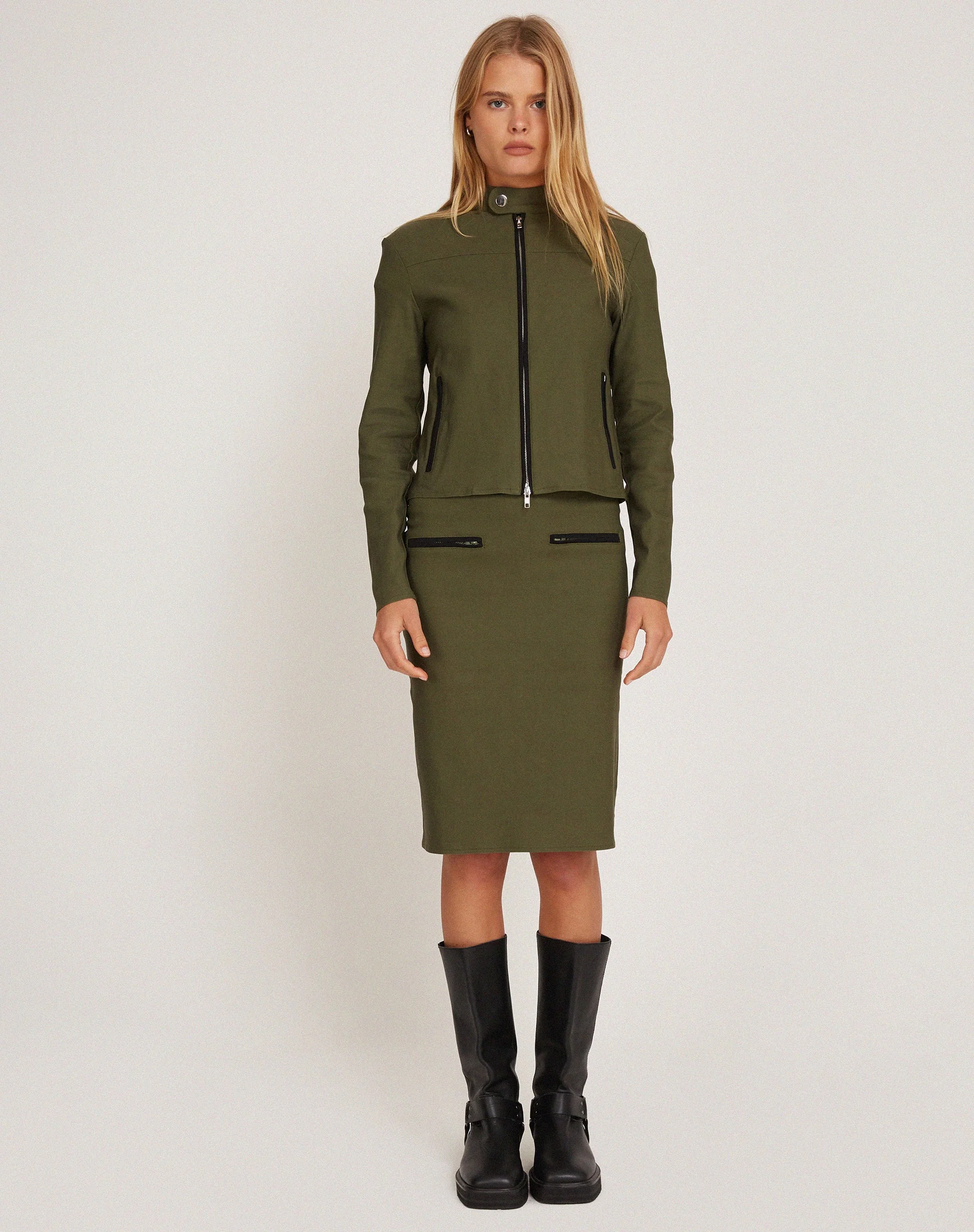 Pandu Midi Skirt in Tailoring Army Green - Image 3