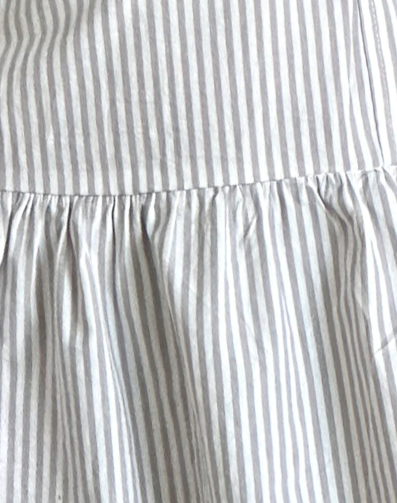Panja Mini Halter Dress in Small Stripe Vertical Grey - Image 5