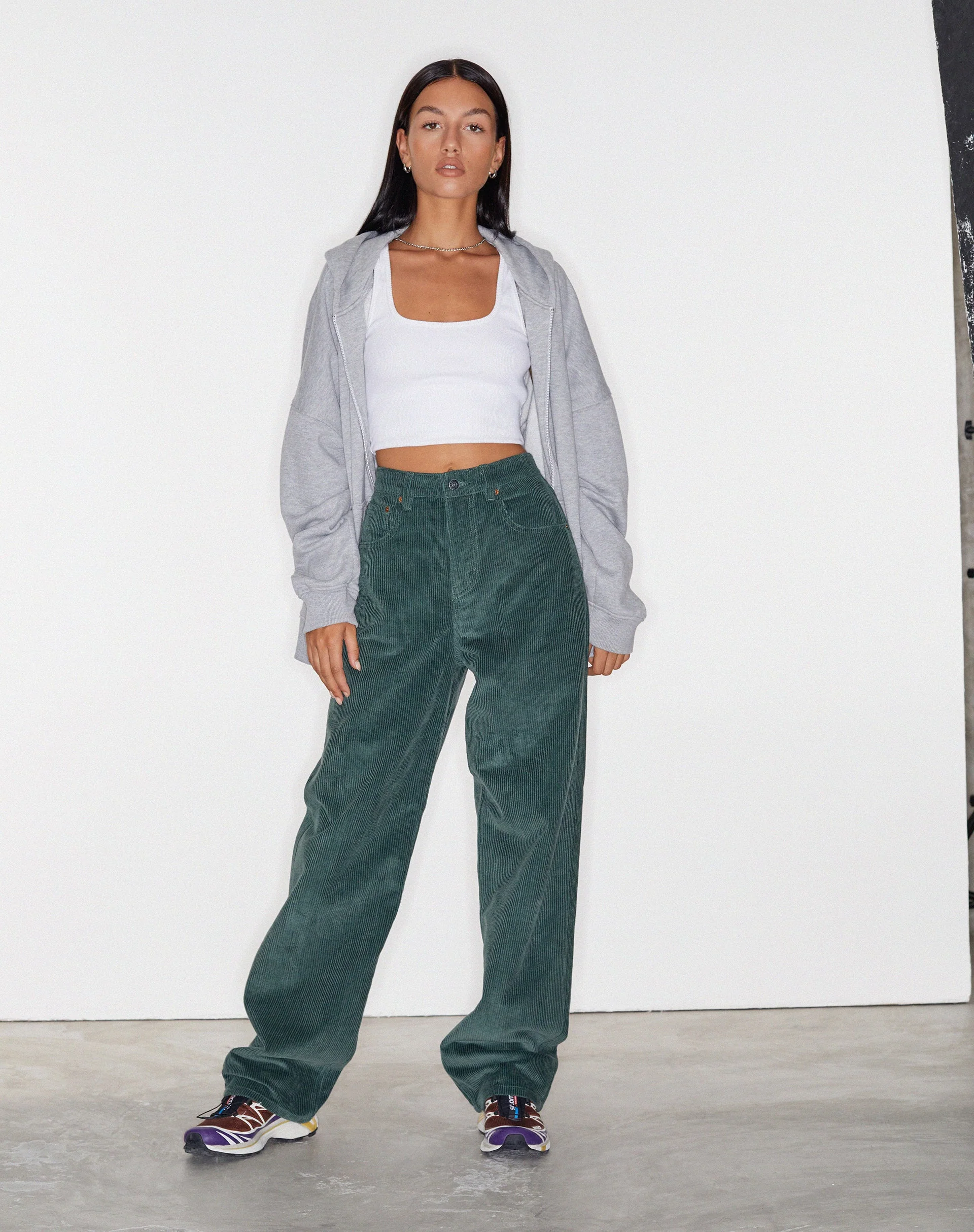 Parallel Trouser in Cord Bottle Green - Image 3