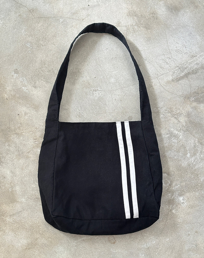 Pardi Canvas Bag in Black with White Stripe - Image 2