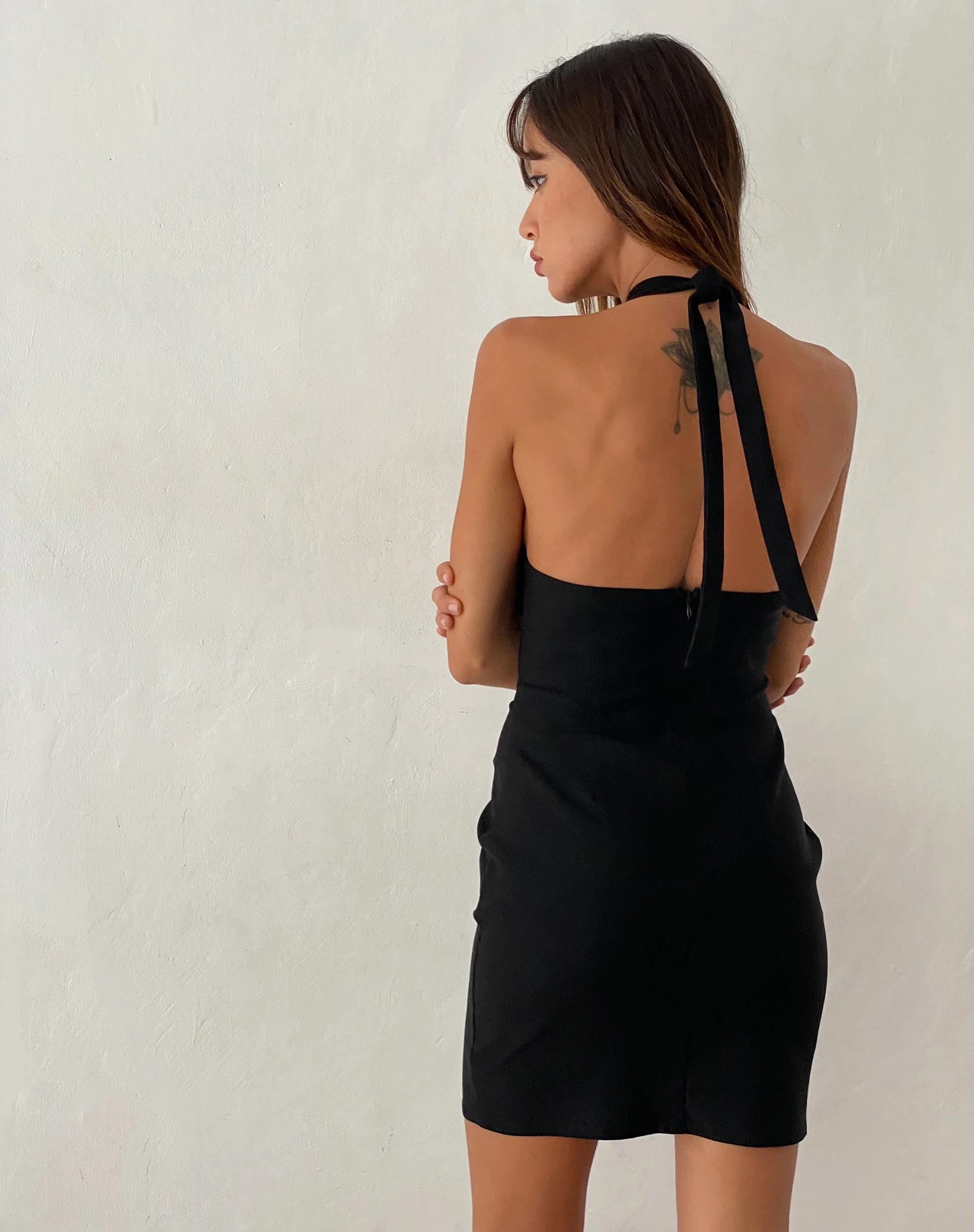 Parvat Bow Detail Halterneck Mini Dress - Image 5