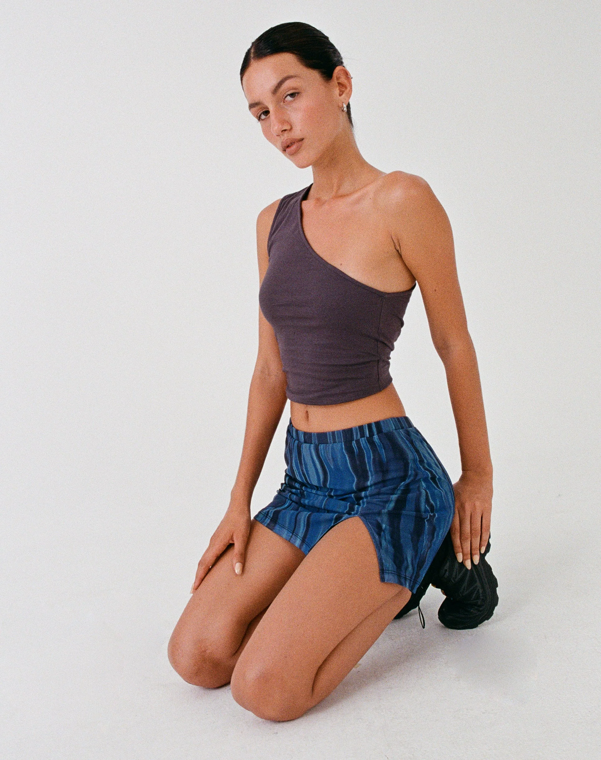 MOTEL X JACQUIE Pelma Mini Skirt in Colour Bleed Blue - Image 2