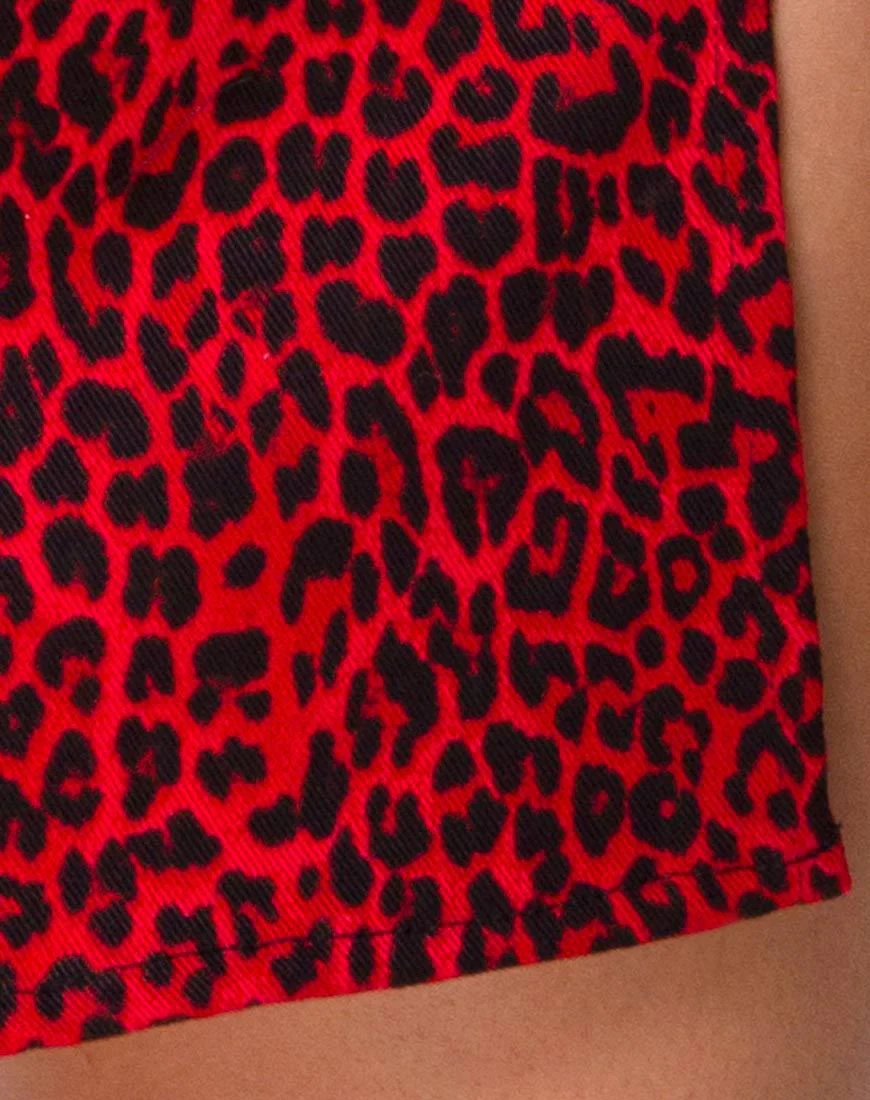 Pelmet Mini Skirt in Coloured Animal Red - Image 5