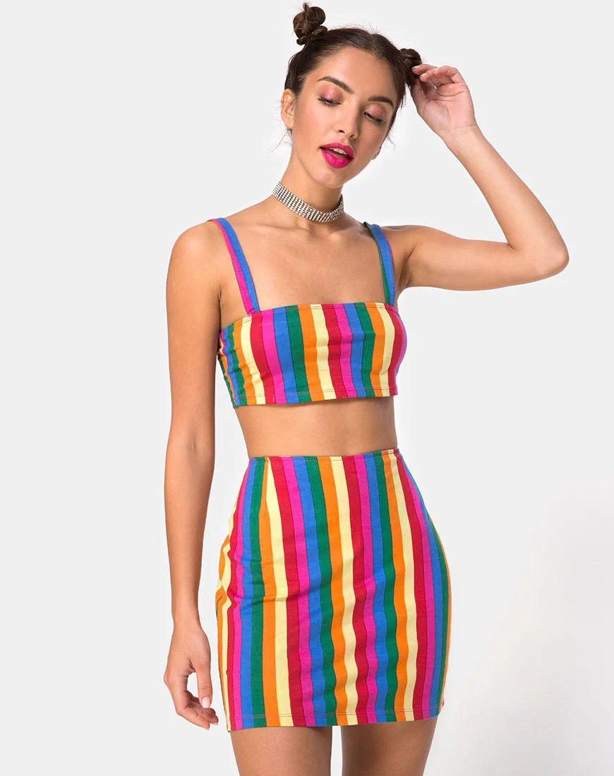 Pelmo Mini Skirt in Good Times Stripe X Princess Polly
