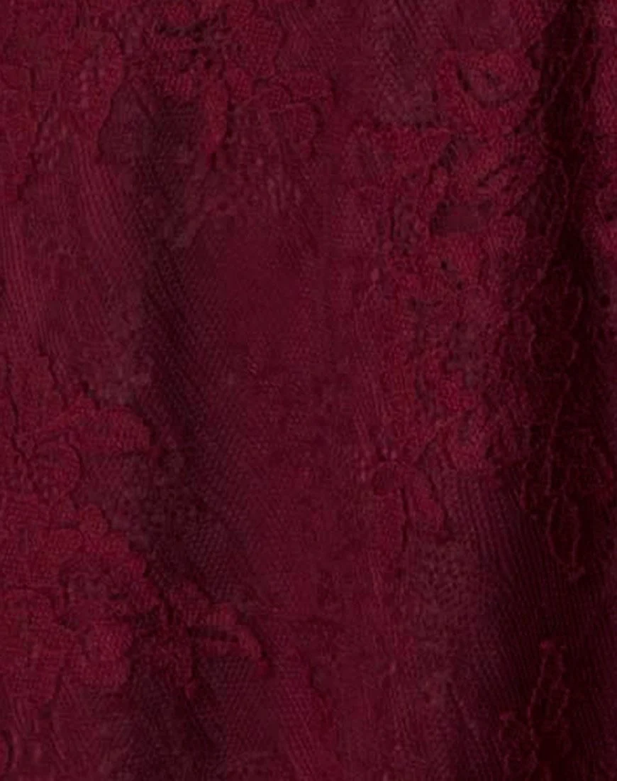 Penley Skater Dress in Femme Lace Maroon - Image 5