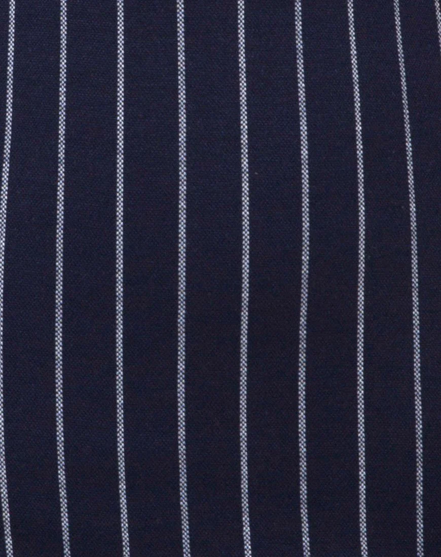 Petra Mini Dress in Navy Pinstripe - Image 5