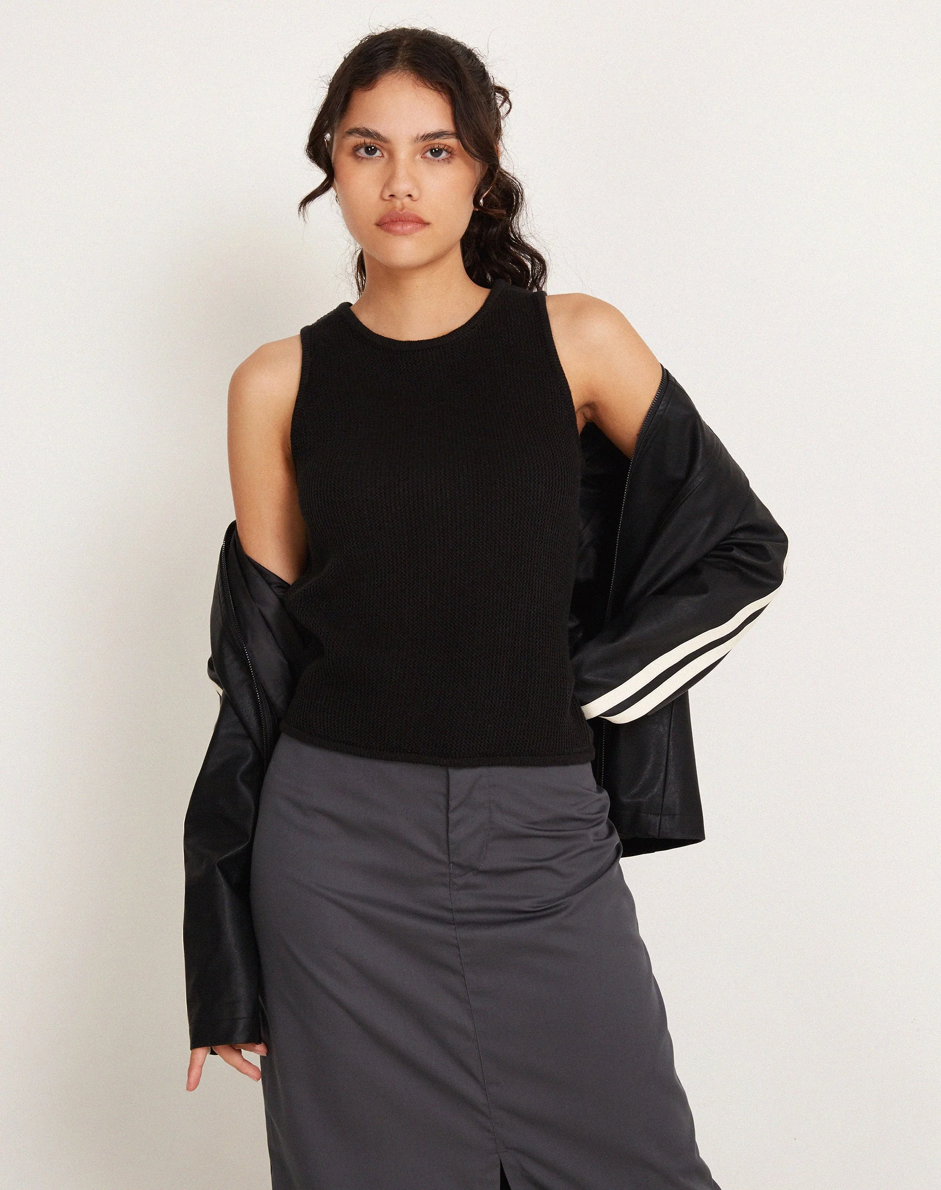 Phindi Knitted Vest in Black