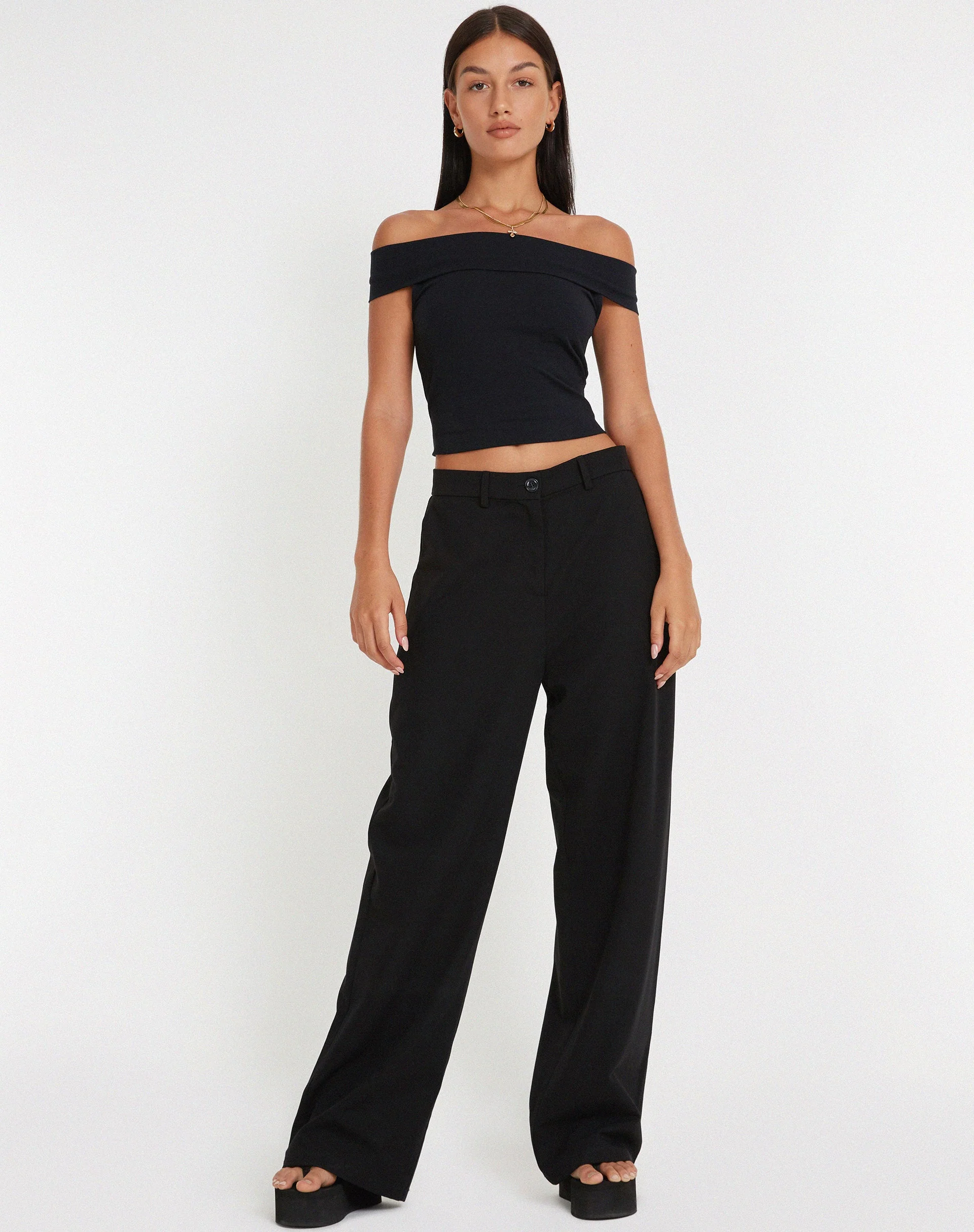Pico Bardot Top in Black - Image 3