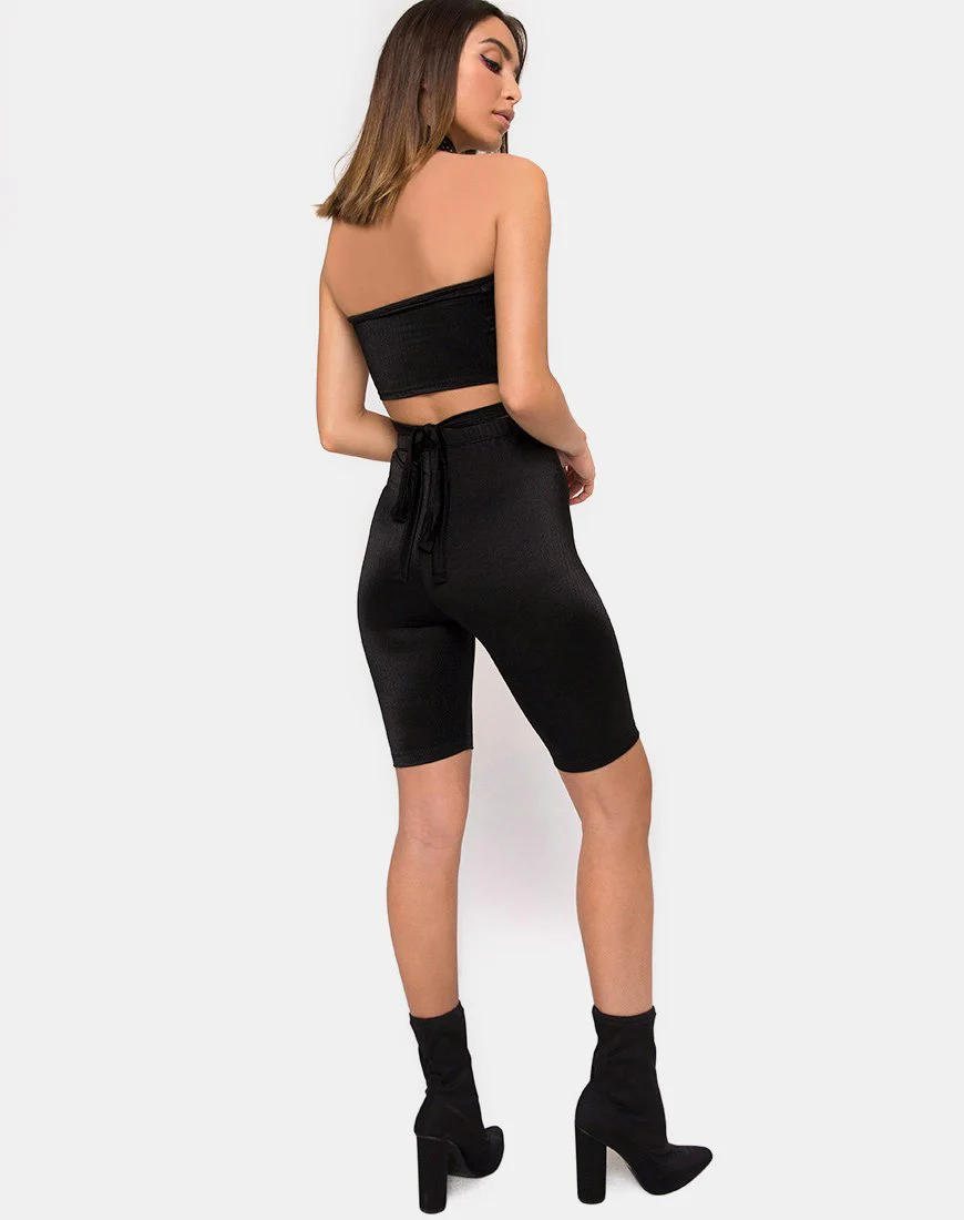 Pinella High Waisted Shorts in Black - Image 4
