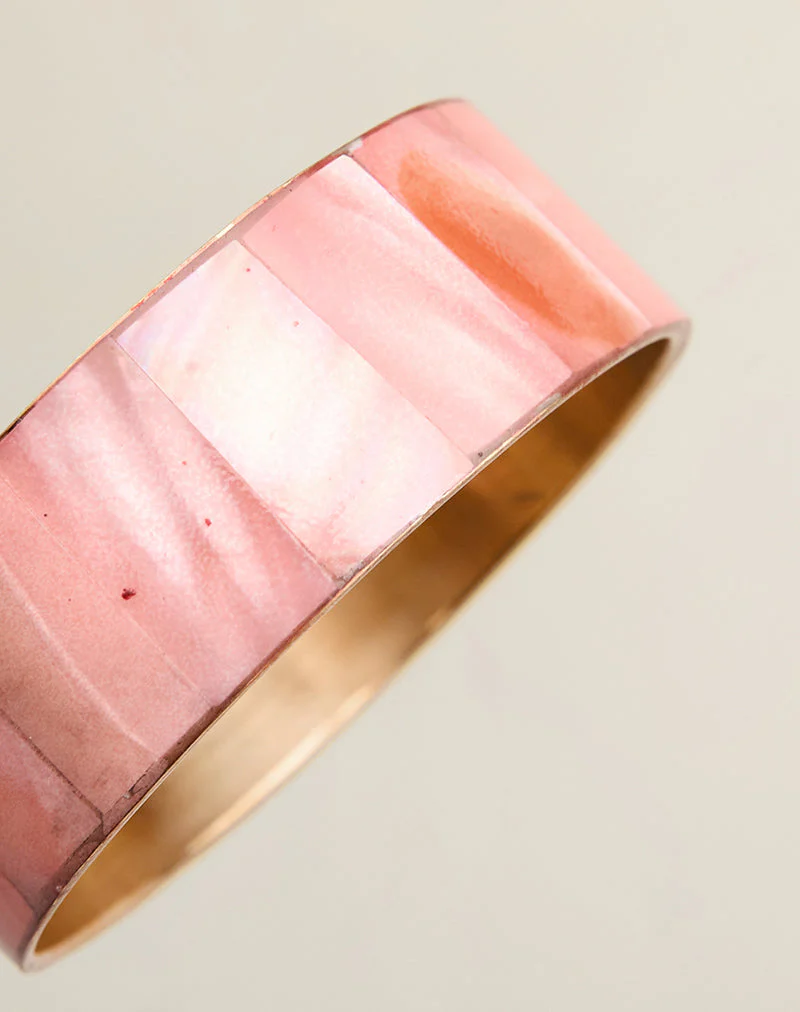 Pink Resin and Brass Bracelet - Image 3