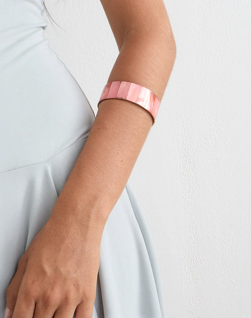 Pink Resin and Brass Bracelet - Image 5