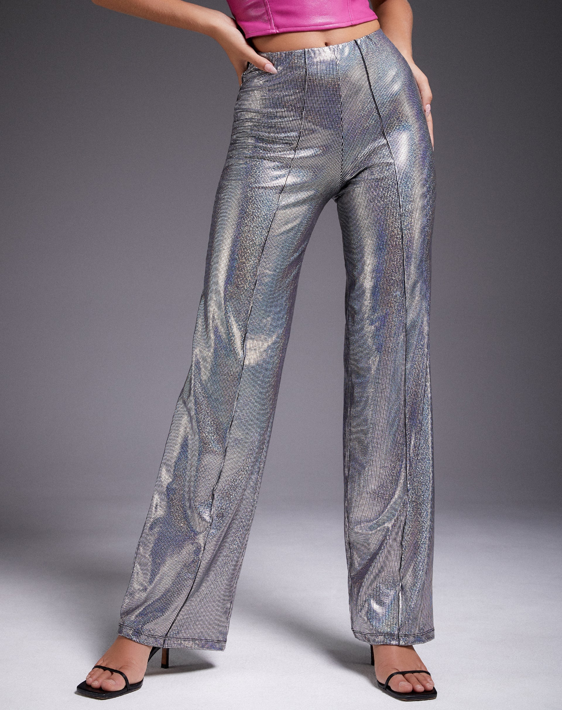 Pista Trouser in Holographic Silver - Image 4