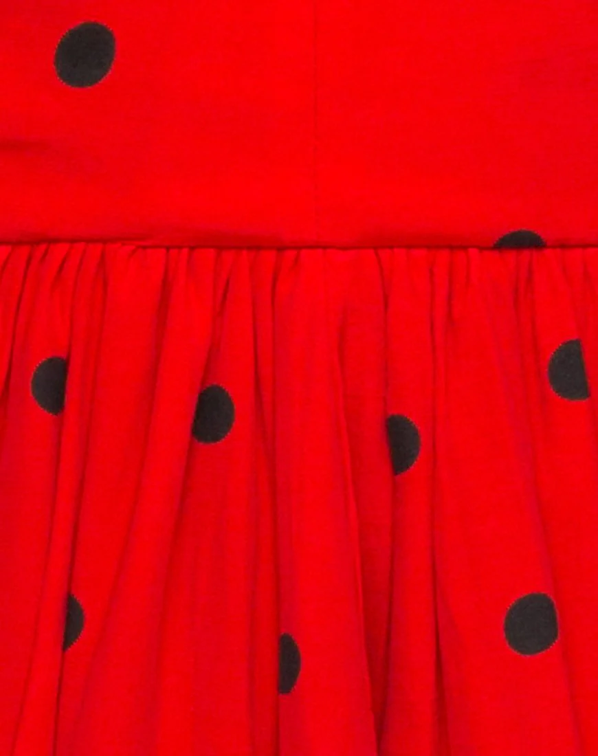 Puff Ball Skirt in Polkadot Red and Black - Image 5