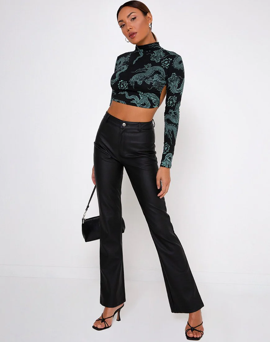 Quelia Top in Dragon Flower Black and Mint - Image 5