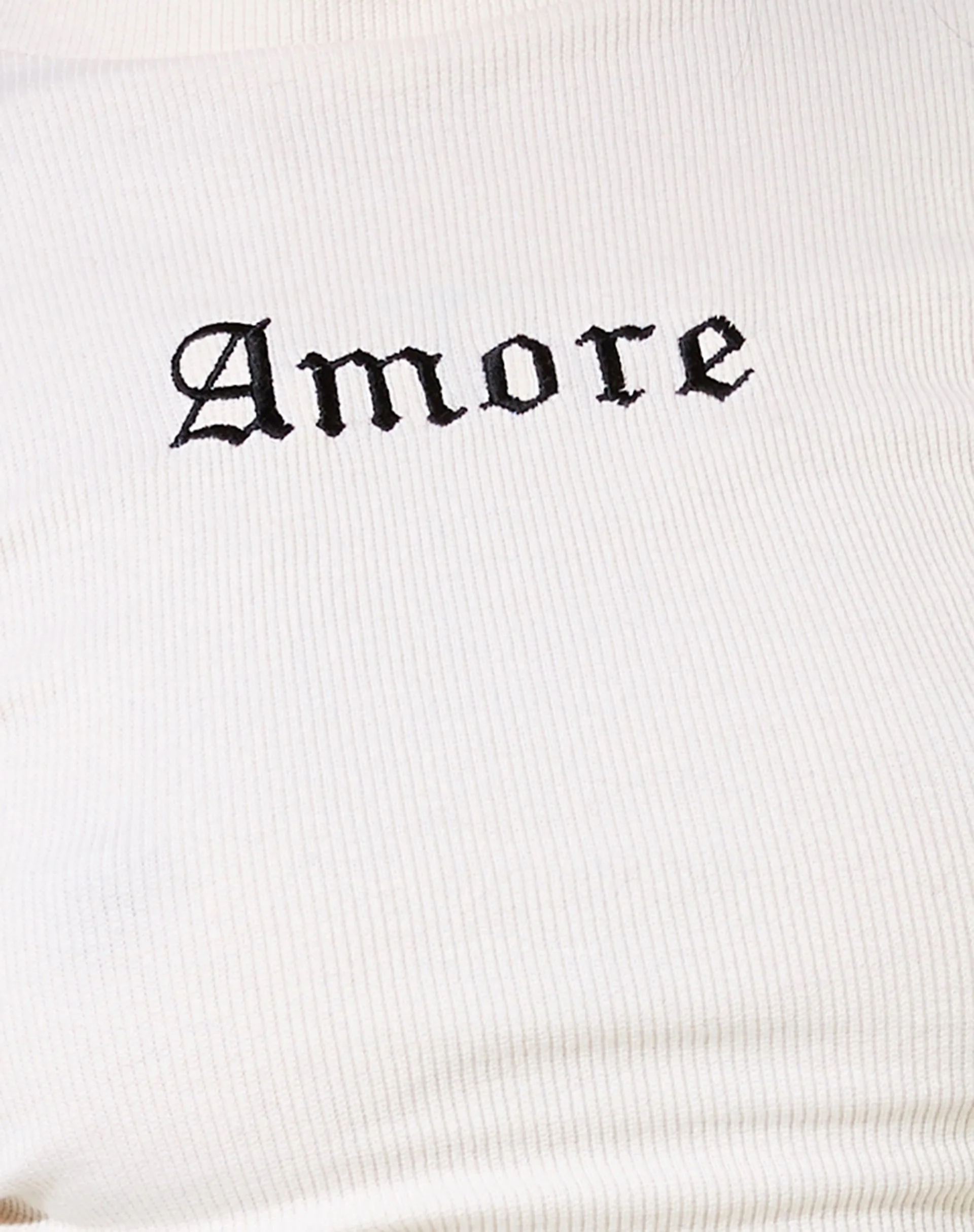 Quelia Crop Top in Rib Winter White 'Amore' Embro - Image 6
