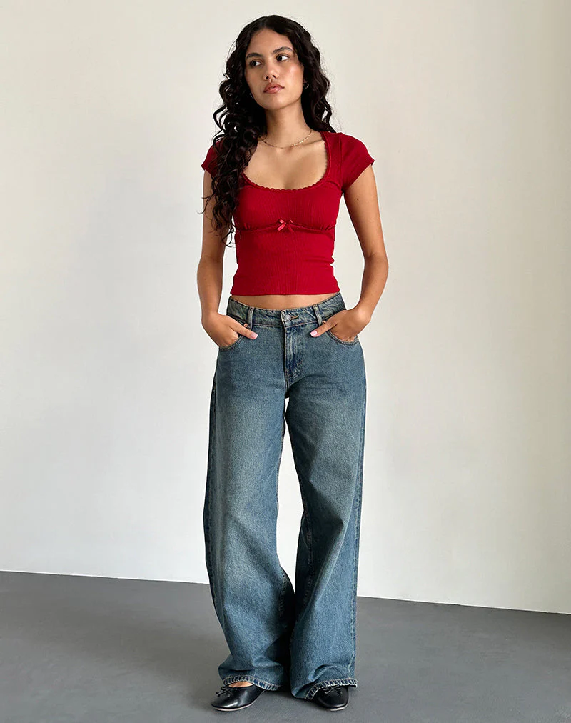 Rada Top in Rib Adrenaline Red - Image 3