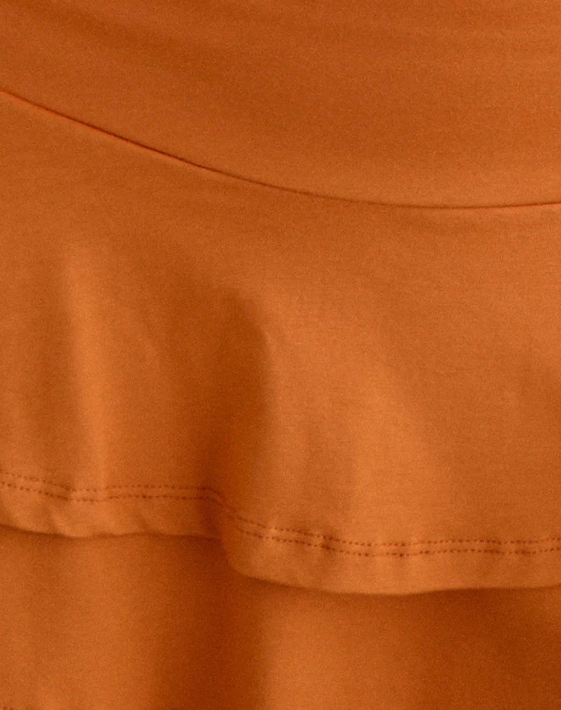 Raeca Mini Skirt in Rayon Jersey Sunset Orange - Image 7