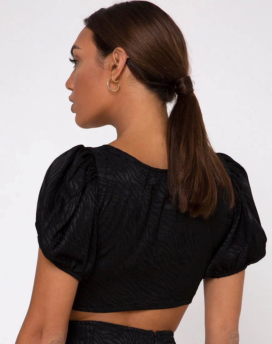 Raemzi Crop Top in Satin Zebra Black - Image 2