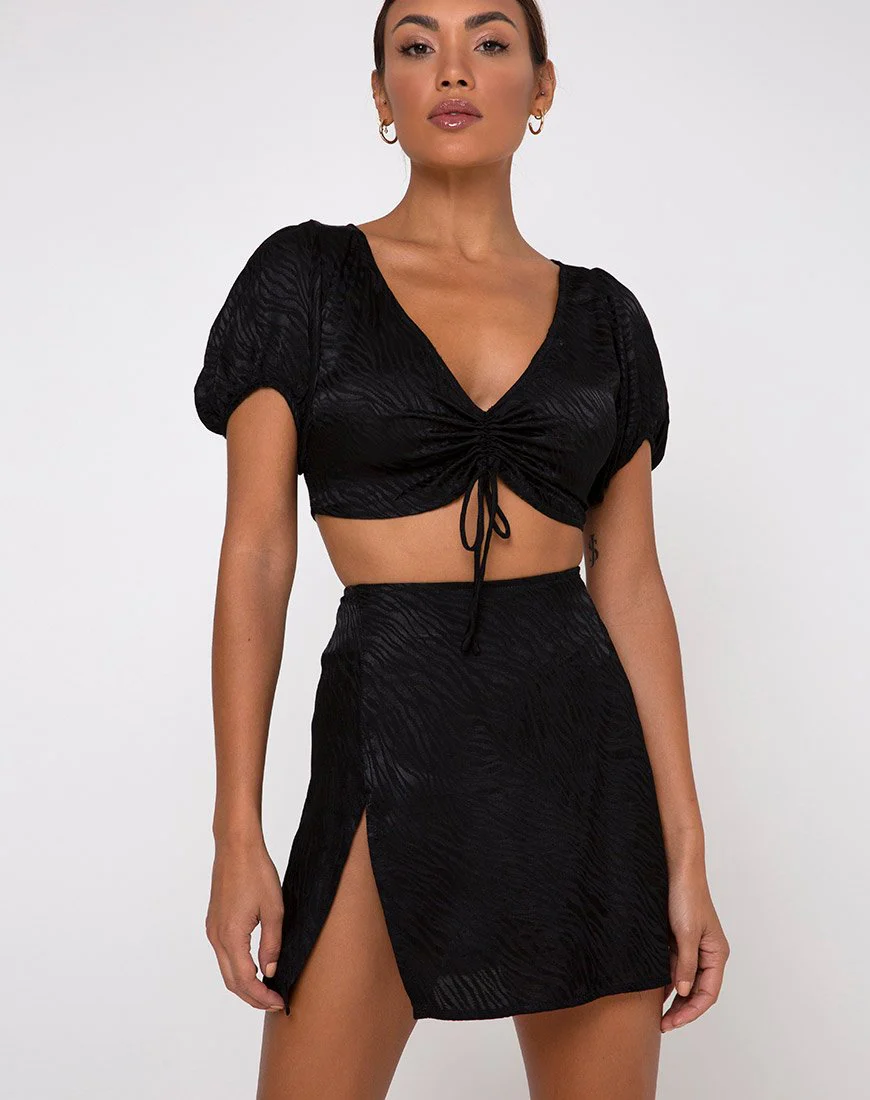 Raemzi Crop Top in Satin Zebra Black - Image 3