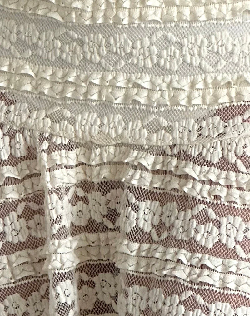 Ragna Unlined Mini Skirt in Ivory Lace - Image 6