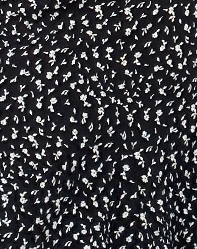 Rahyu Midi Skirt in Black Ditsy Romance - Image 6