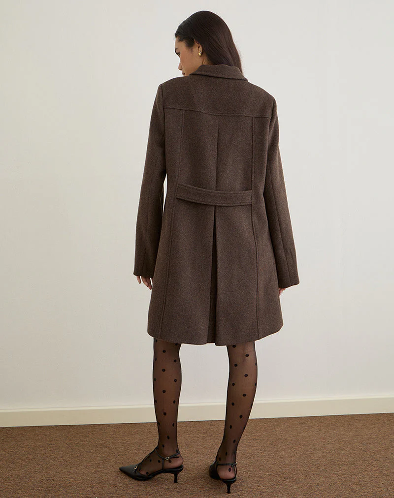Rakai Pea Coat in Chocolate Wool - Image 4