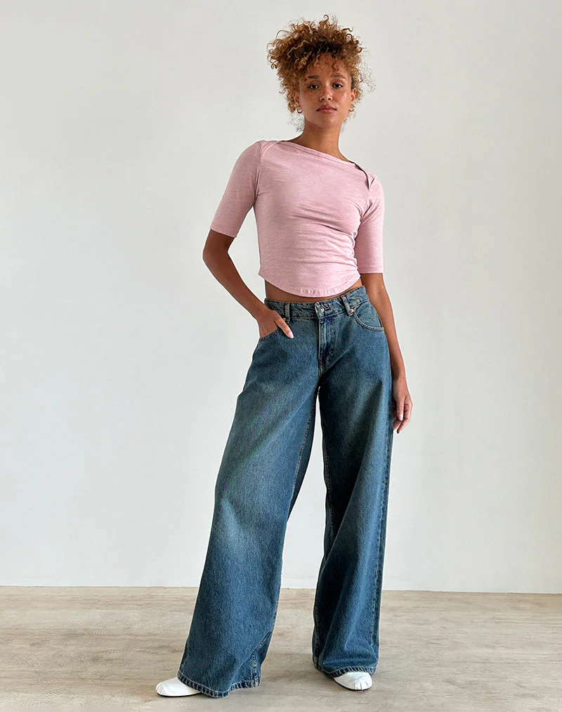 Ralda Curved Jersey Tee in Pink Lady - Image 3