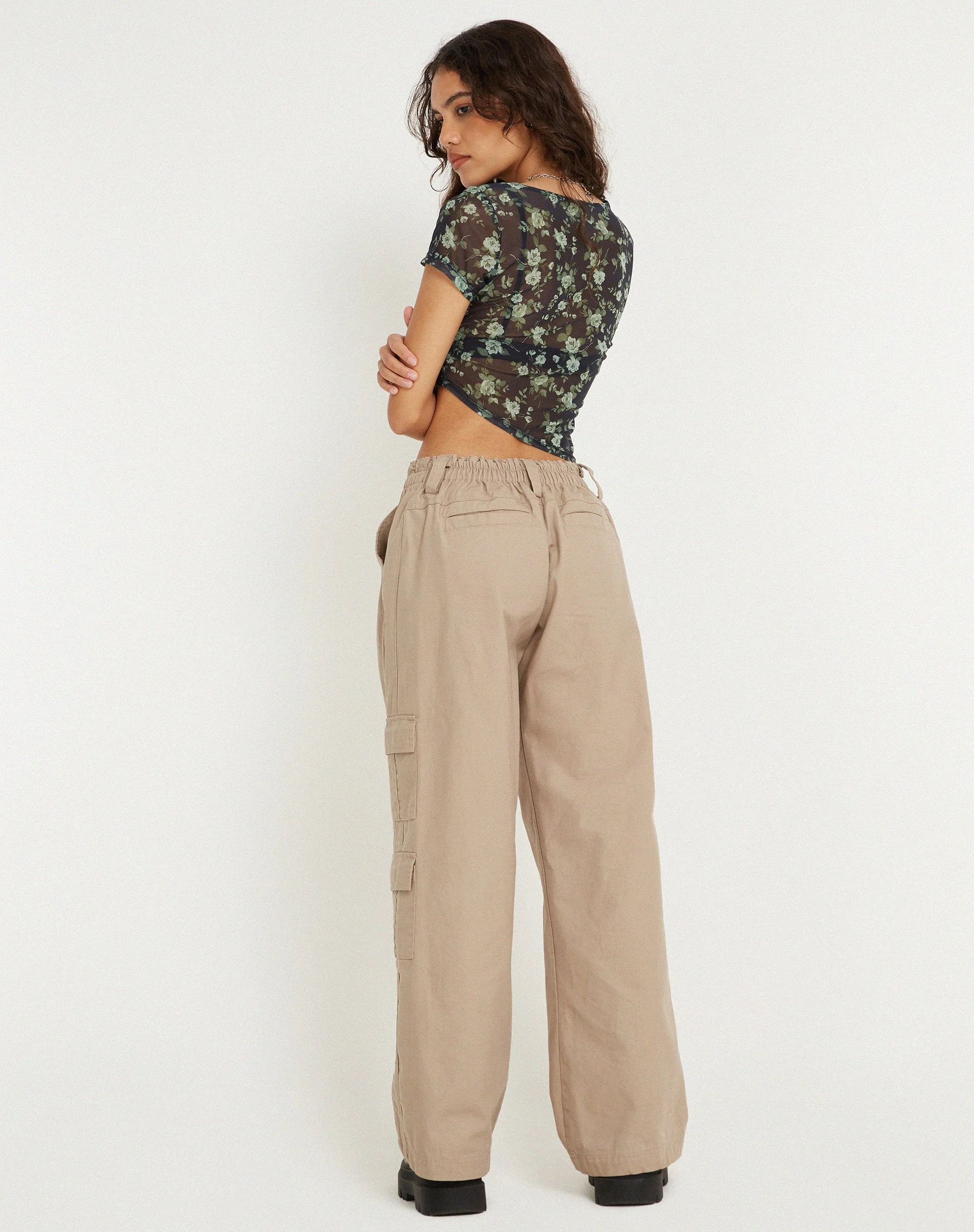 Rambu Crop Top in Pretty Floral Green - Image 4