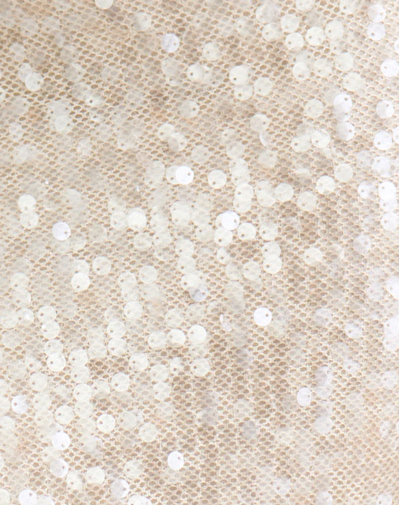 Ranumi Midi Skirt in Sequin Crochet Cream - Image 7
