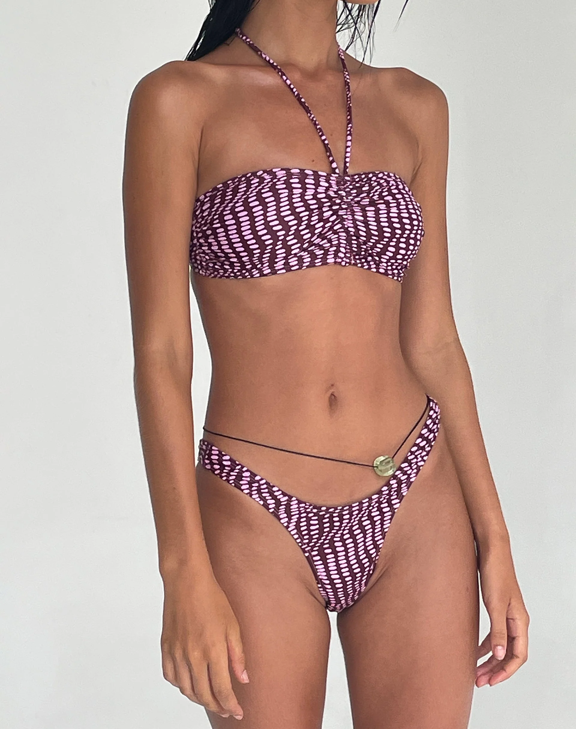 Raqui Bikini Top in Purple Irregular Polka - Image 5