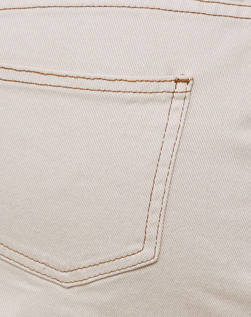 Raw Hem Denim Mini Skirt in Off White - Image 6