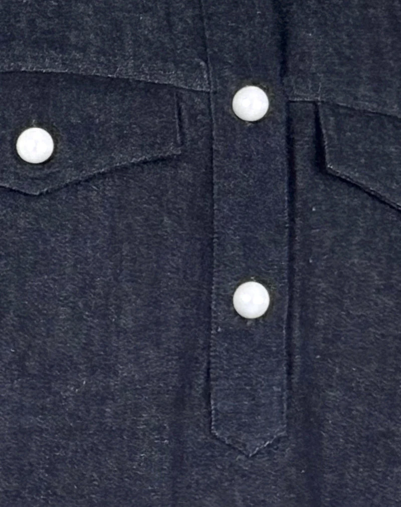 Reiga Smock Mini Dress in Denim Indigo - Image 5
