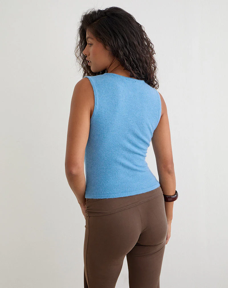 Reita Keyhole Top with Bead in Knit Blue - Image 5