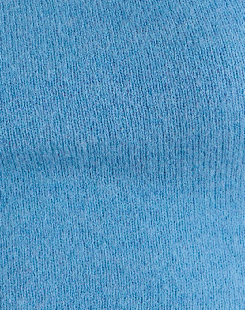 Reita Keyhole Top with Bead in Knit Blue - Image 7