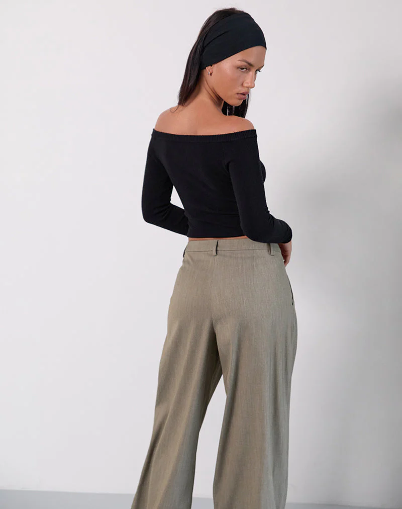 Renie Bardot Top in Black Knit - Image 3