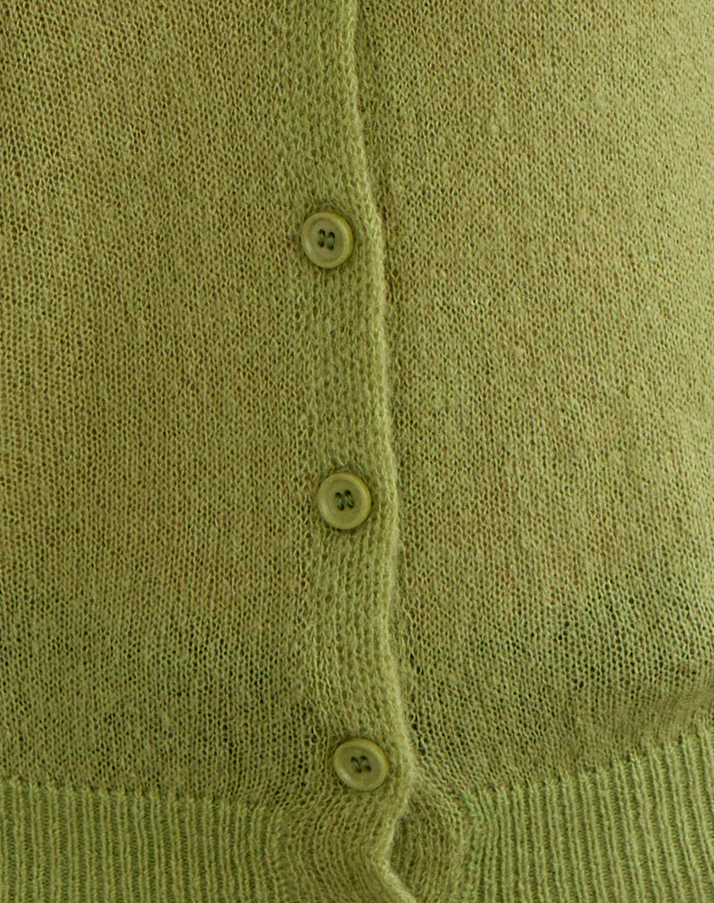 Renisa Cardigan in Sheer Knit Green - Image 6