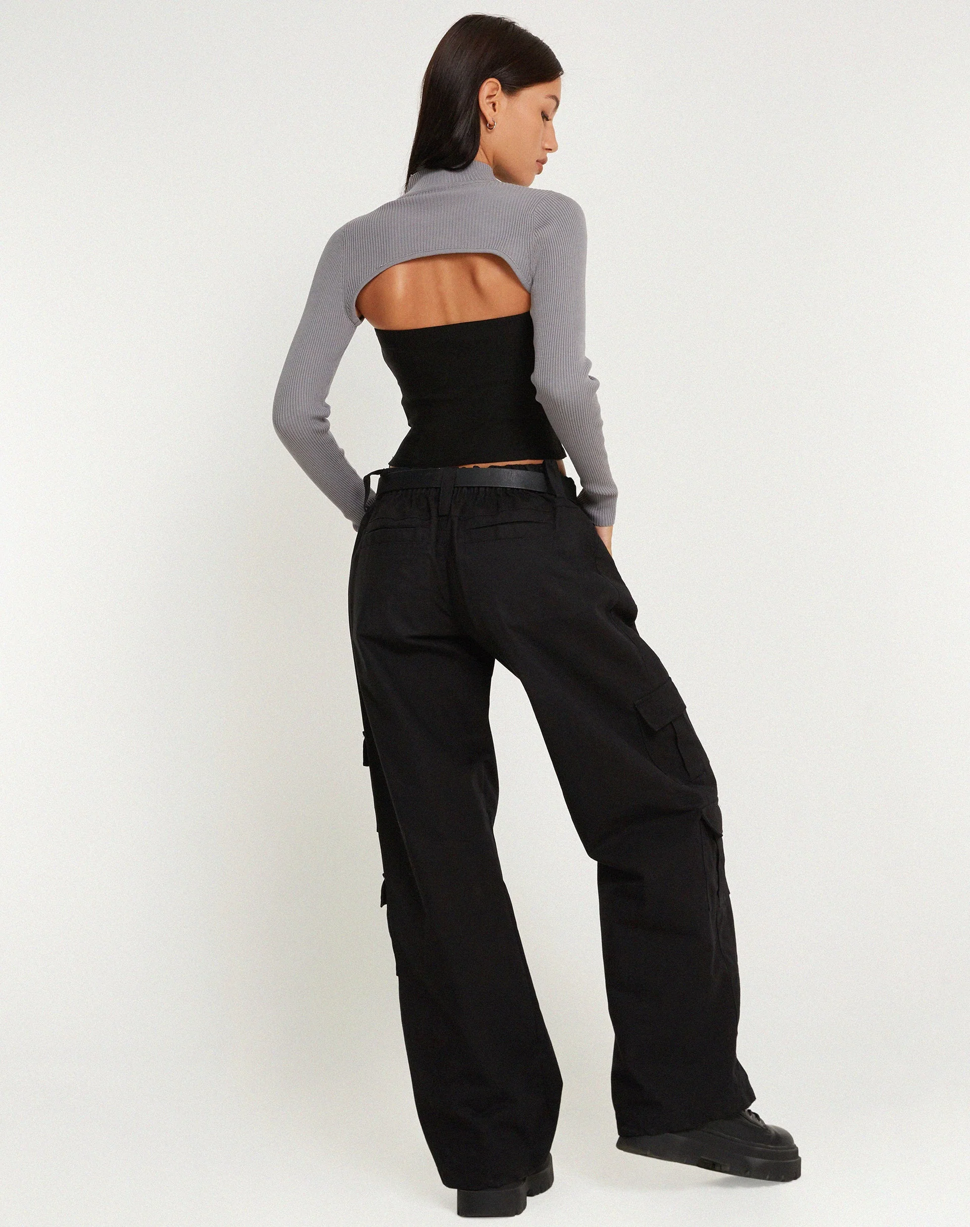 Renjana Long Sleeve Shrug Top in Flint Gray - Image 5
