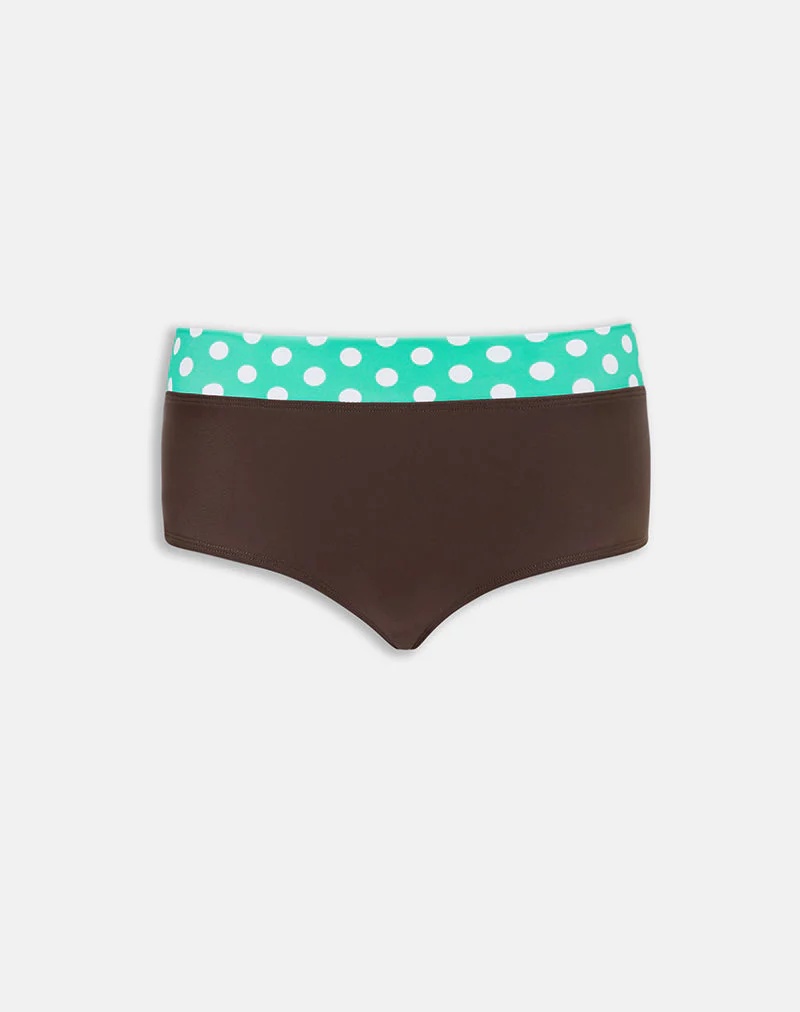 Rhaena Swim Short in Brown with Medium Polka Green - Image 6