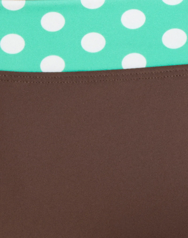 Rhaena Swim Short in Brown with Medium Polka Green - Image 7