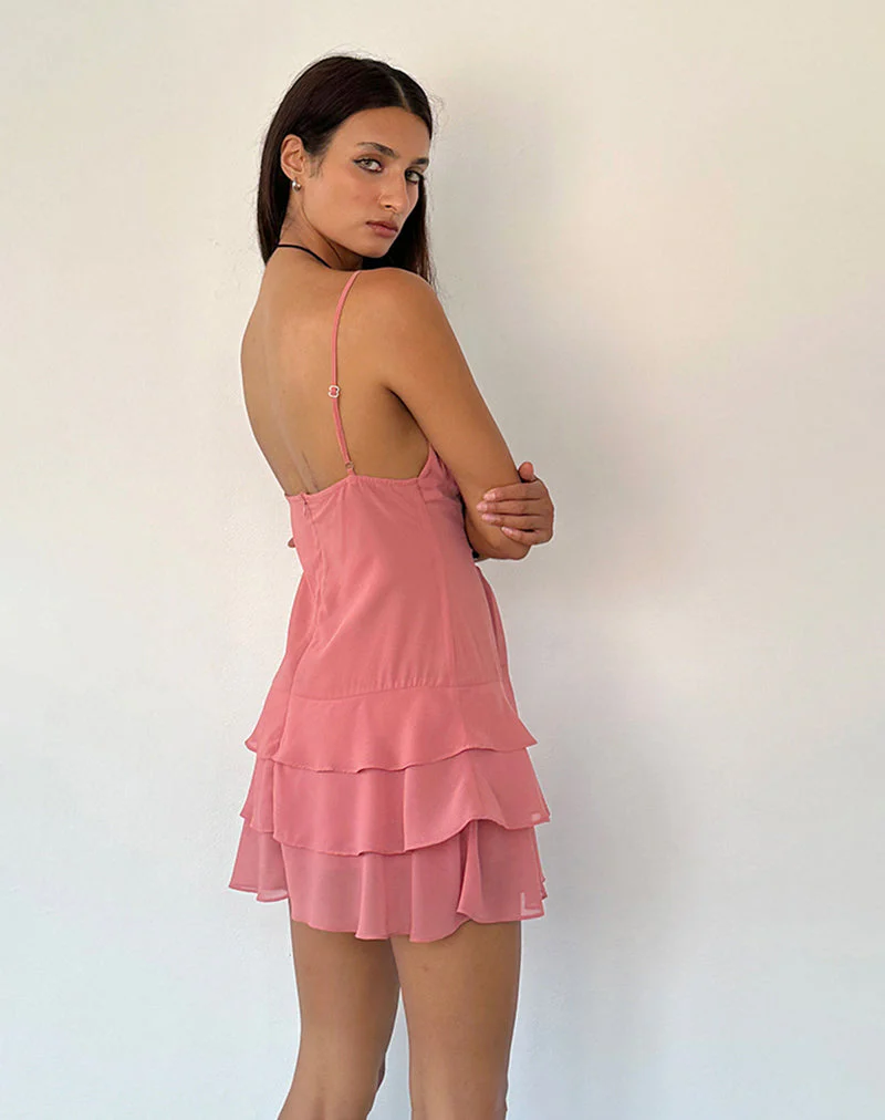Riasi Mini Dress in Chiffon Blush - Image 4